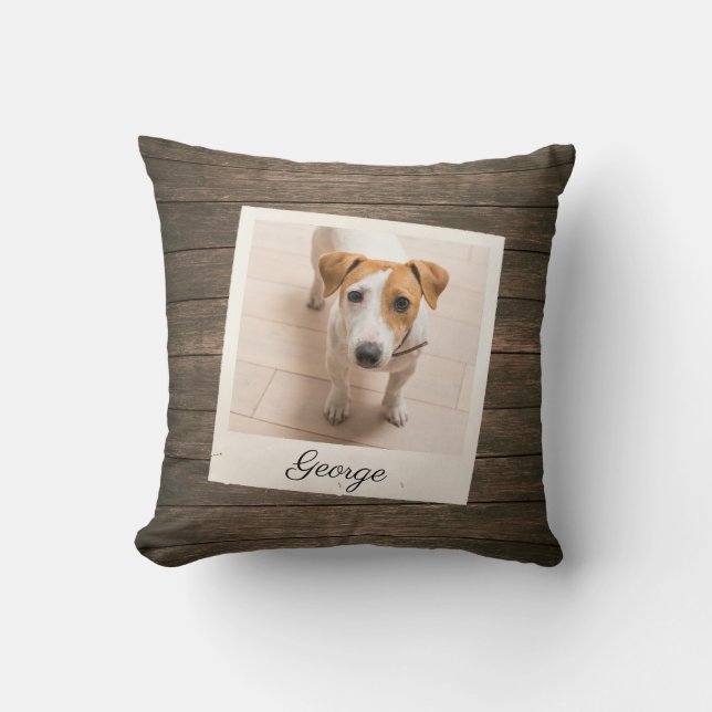 Coussin Cadre photo pour animaux de compagnie Bois rustiqu (Recto)