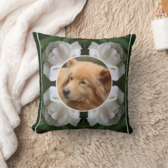 Coussin Cadre Rose blanche Créez votre propre photo pour a (Couverture)