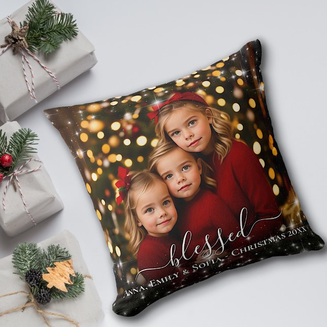 Coussin Cadres à étincelles avec des noms Noël (In Situ with Christmas Presents)