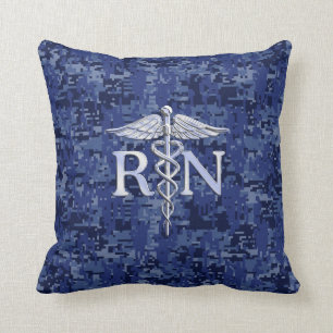 Coussin Caducée argenté de RN d'infirmier autorisé sur 