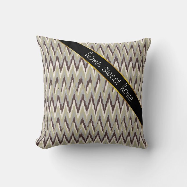 Coussin Café et Sage iKat ZigZag Motif (Recto)