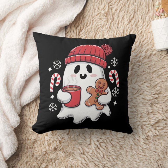 Coussin Café glacé Fantôme de Noël Retro Café de Noël (Couverture)