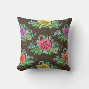 Coussin café hibiscus surf