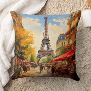 Coussin Café Parisien Flower Shops Tour Eiffel Scenery