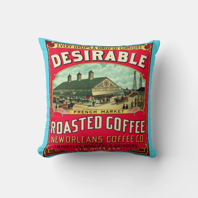 Coussin Café rôti au marché français (Recto)