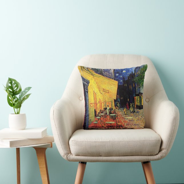 Coussin Café Terrasse à la nuit par Vincent van Gogh (Chaise)