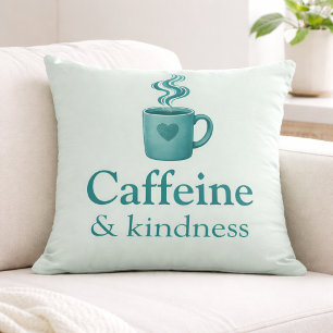 Coussin Caféine & Gentillesse Théière Café Menthe Pâle