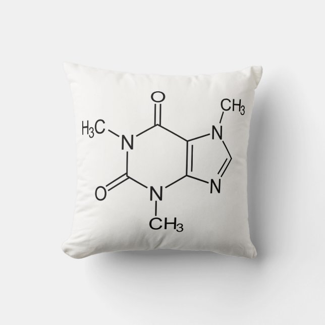 Coussin Caféine Molécule Chimie Café Atomes (Recto)