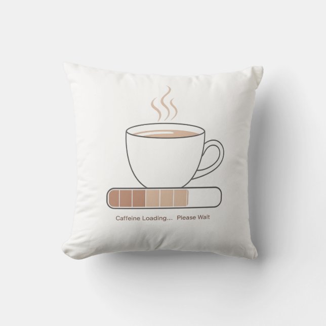 Coussin Caffeine Loading -Minimalist Funny Coffee Line Art (Recto)
