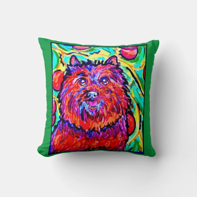 Coussin Cairn Terrier - Apples Fair par Julien Alee (Recto)