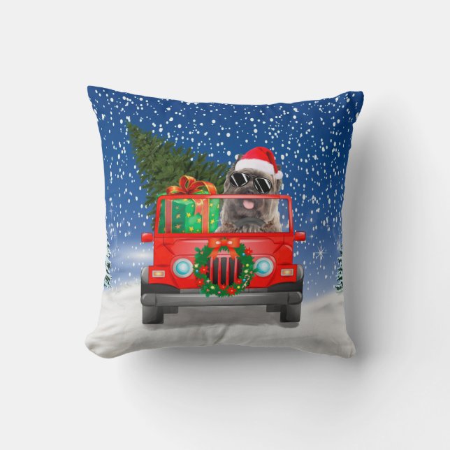 Coussin Cairn Terrier chien avec cadeaux de Noël (Recto)