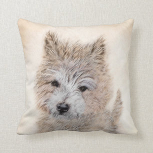 Coussin Cairn Terrier Peinture Chiot - Art Chien original