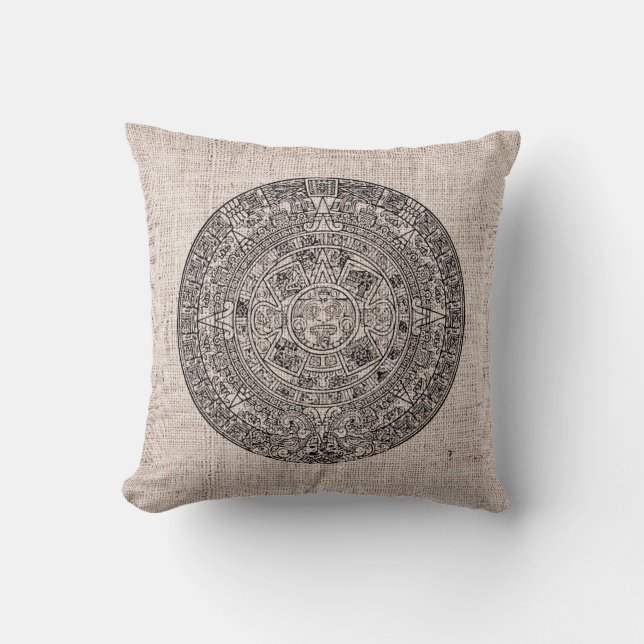 Coussin Calendrier aztèque maya de Sun sur la toile de (Recto)