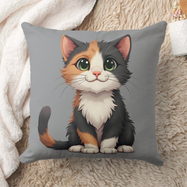 Coussin Calico Kitten Whimsical avec attitude (Couverture)