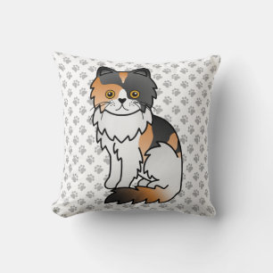 Coussin Calico Persian Chaton de Dessin Animé Mignon & Pat