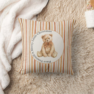 Coussin Calinours Noël rayures carmin chocolat au lait