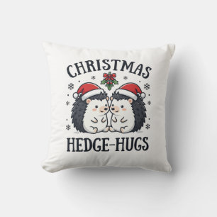 Coussin Câlins de Noël au hérisson Mignon design de vacanc