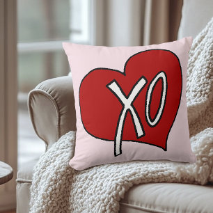 Coussin Câlins et bisous XO Cœur Rouge Doux