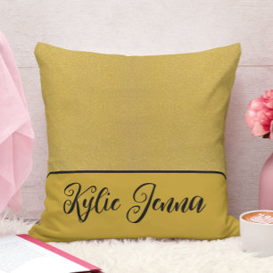 Coussin calligraphie élégante de style doré et noir
