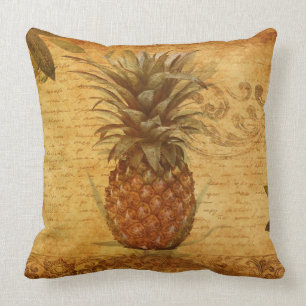 Coussin Calligraphie et ananas Vintage