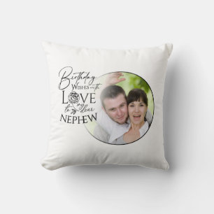 Coussin Calligraphie Photo personnalisée d'anniversaire po