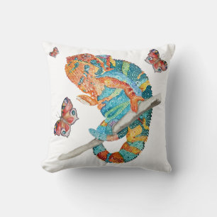 Coussin Caméléon aquarelle vibrant