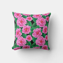 Camellias rose Fuchsia et Feuilles verts Jade