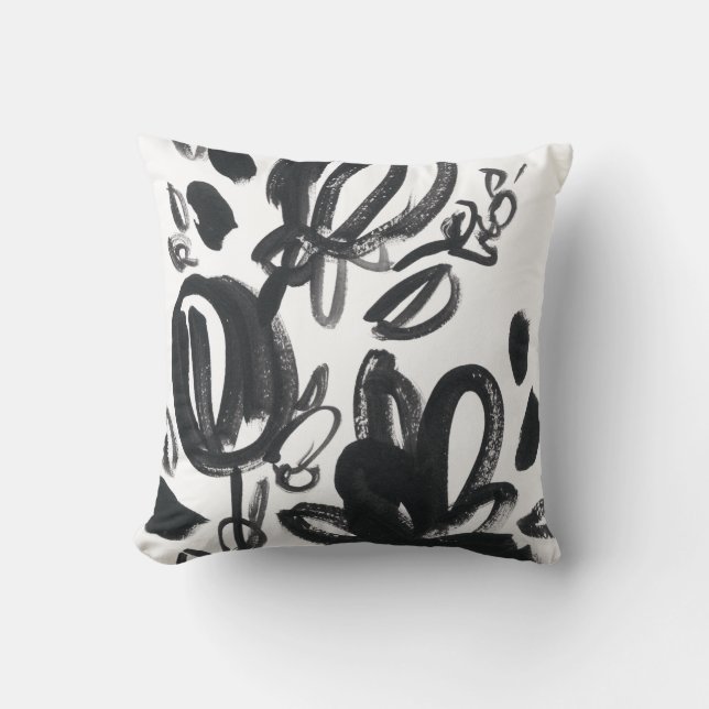 Coussin Cameo Bloom - Noir et Blanc (Recto)
