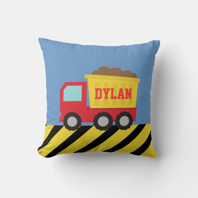 Coussin Camion à benne basculante rouge et jaune, pour des (Recto)