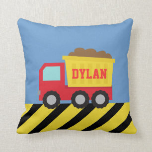 Coussin Camion à benne basculante rouge et jaune, pour des
