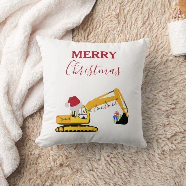 Coussin Camion de construction de l'excavatrice de Noël (Couverture)
