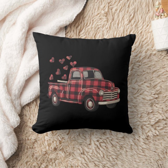 Coussin Camion de la Saint-Valentin Funny Buffalo Plaid Le (Couverture)