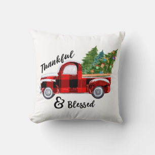 Coussin Camion de Noël Buffalo Plaid