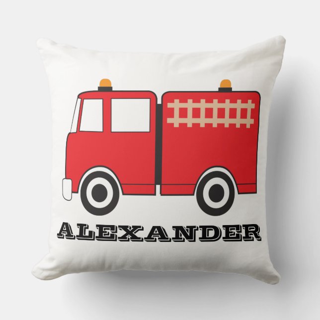 Coussin Camion d'incendie rouge personnalisé (Recto)