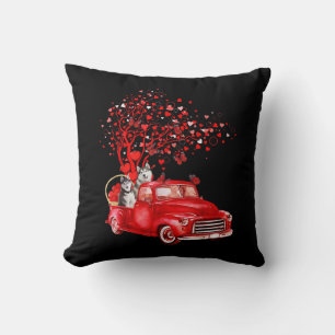 Coussin Camion rouge husky  Valentine Butterfly Heart