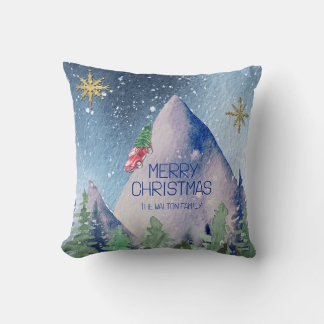 Coussin Camion Rouge Russe Avec Arbre De Noël (Recto)