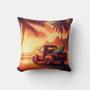 Coussin camionnette vintage tropical/Hawaien surf