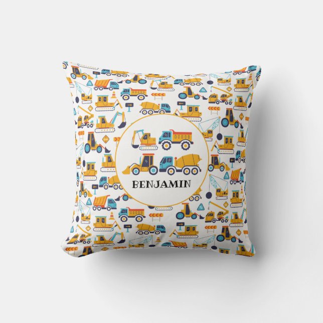 Coussin Camions de vidange de construction pour enfants Vé (Recto)