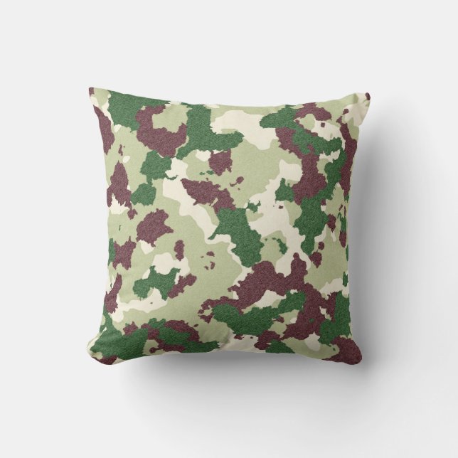 Coussin Camo Blanc Vert Bourgogne (Recto)