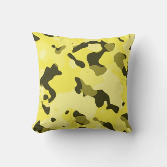 Coussin Camo jaune citron ; Camouflage (Recto)