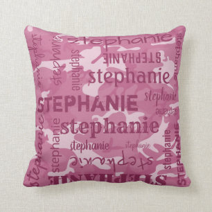 Coussin Camo Personnalisé Nom plus long rose