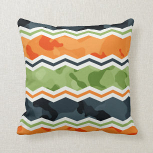 Coussin Camo vert et orange Chevron Stripes