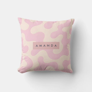 Coussin Camouflage Abstrait Rose et Beige Personnalisé