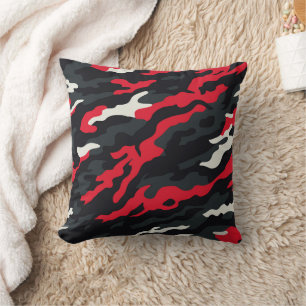 Coussin Camouflage blanc gris rouge Motif Camo
