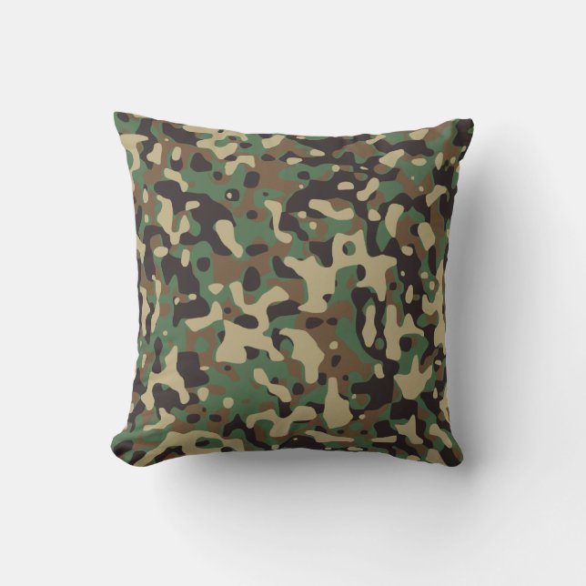 Coussin Camouflage en bois Tan vert Brown gris (Recto)