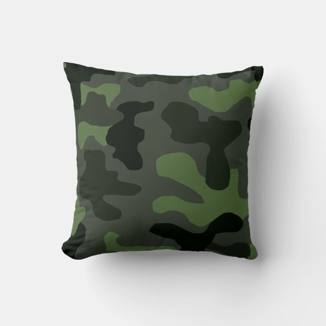 Coussin camouflage gris vert foncé no.14 imprimer (Recto)
