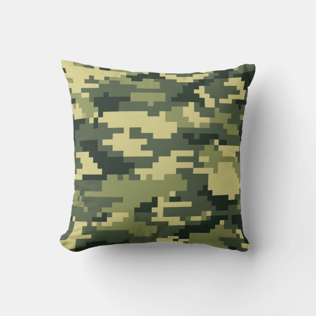 Coussin Camouflage numérique en bois à 8 bits / Camo (Recto)