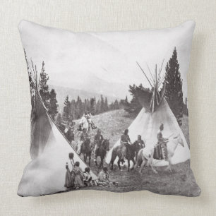 Coussin Camp de Teepee de Natif américain, Montana, c.190
