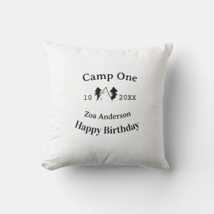 Coussin Camp un joyeux anniversaire nom date campingaventu