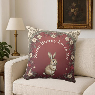 Coussin Campagnard Verdure Bourgogne Quelque Lapin M'aime